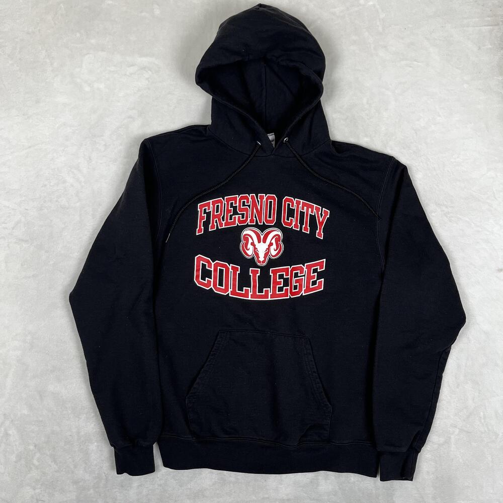 VTG Fresno City College Rams Hoodie Sweatshirt Mens Medium Black NCAA Champion